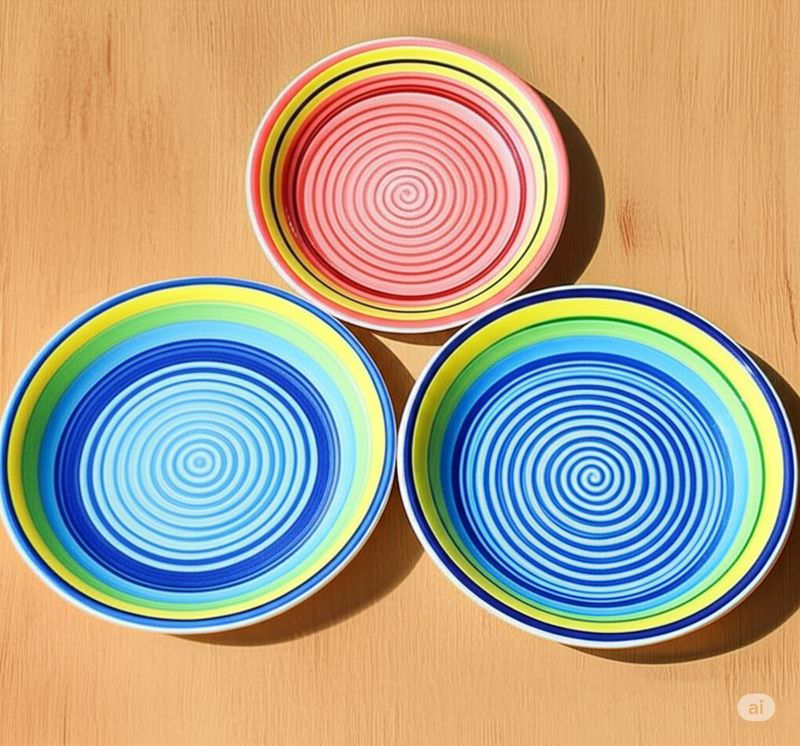 Spiral multi coloured 10.5" ceramic Plate 12347 KitchenPro