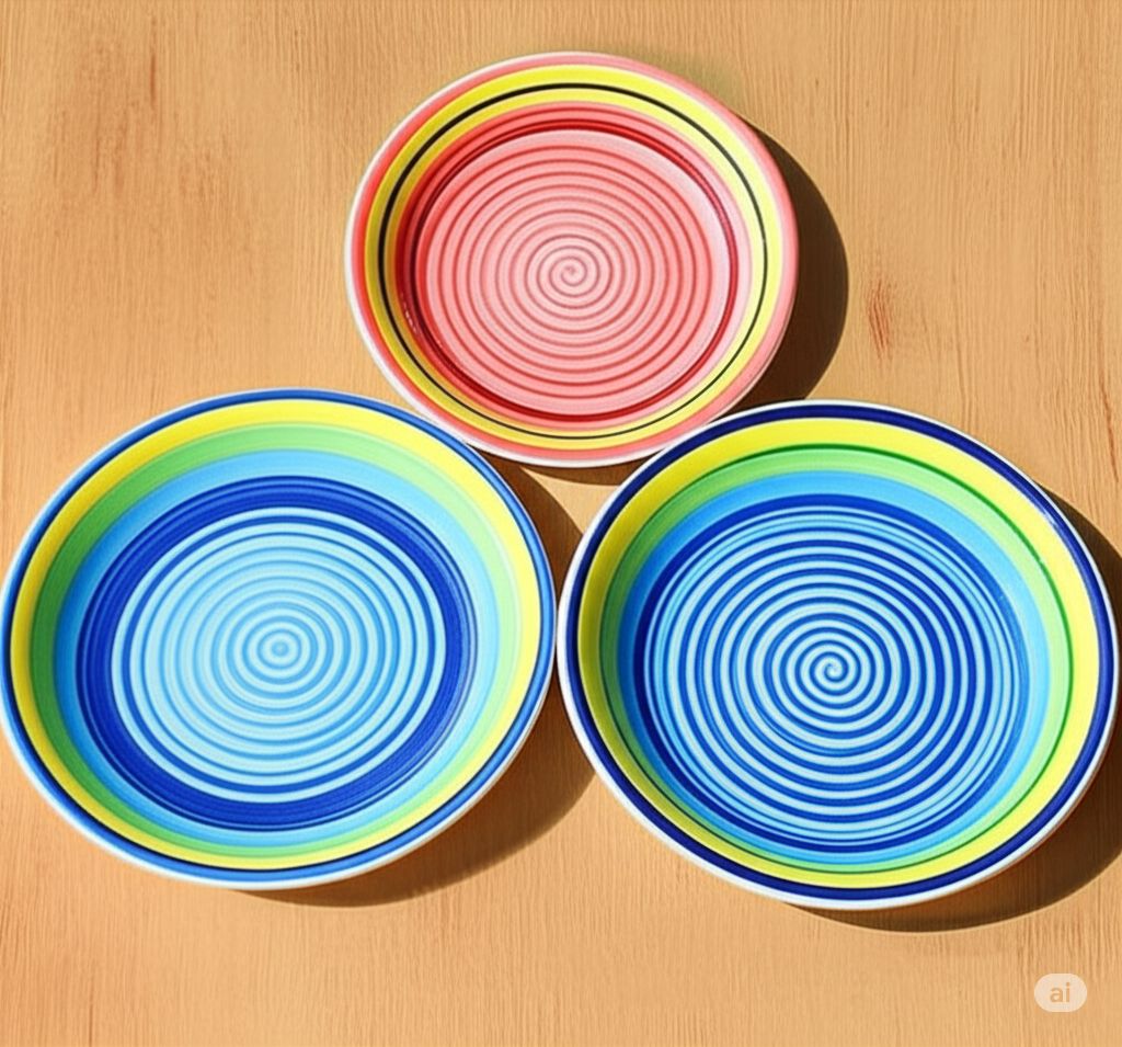 Spiral multi coloured 10.5&quot; ceramic Plate 12347 KitchenPro