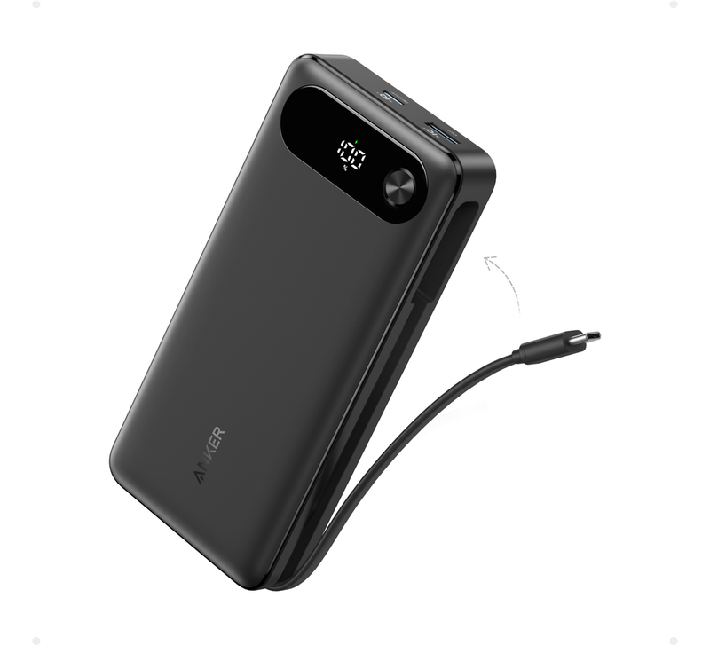 Anker A1383H11 Power Bank (20K, 87W, Built-In USB-C Cable) - Black