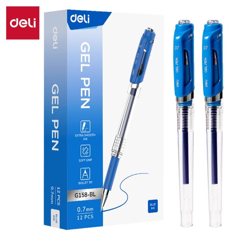 DELI G158-BL 0.7MM SOFT-GRIP GEL PEN BLUE