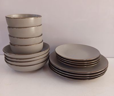 All About Home 16pc dinner set off white plates, bowls, side plates