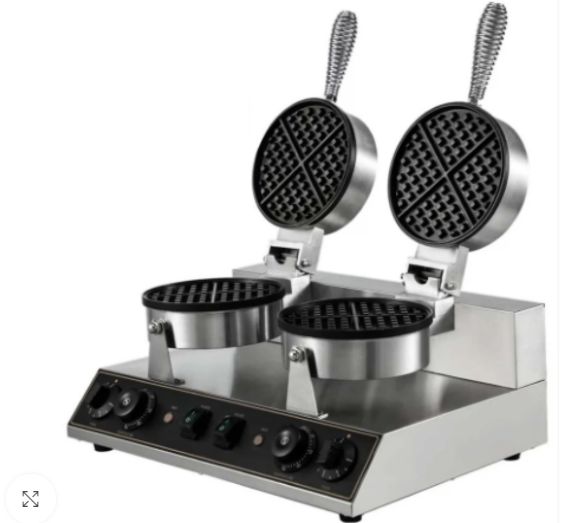 Commercial Electric Belgian Waffle Maker Double Round