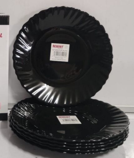 Redberry premium range of opalware 9" Spin Plate BLACK 1pc in a gift box