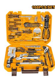 INGCO 168-Piece Hand Tools Set - Household &amp; Automotive Repair Toolkit HKTHP21681