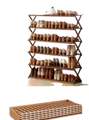 6-Level collapsible Bamboo Shoe Rack 100cm*25*113cm
