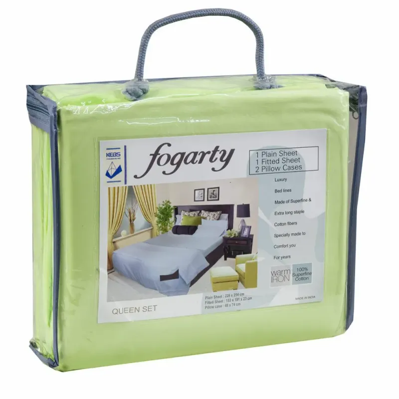 FOGARTY 200 Thread Count Cotton Bed Sheet Set (Queen Size, 5x6 Multiple Colors) Kings