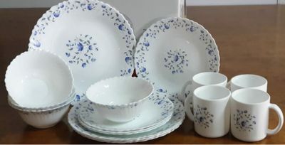 RedBerry 16pc Dinner set white with blue flowers 1252
