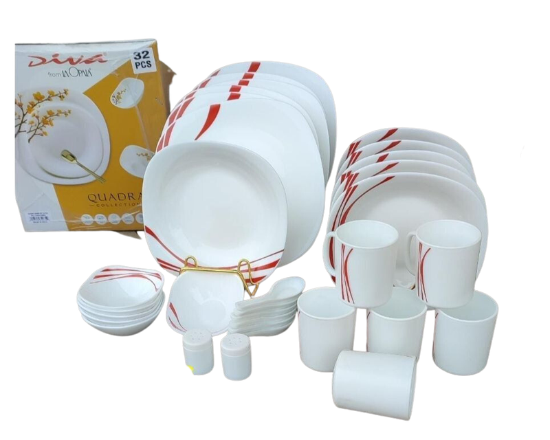 Quadra 32pcs Opal Dinner Set - Midnight Red