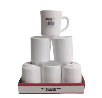 Redberry plain white mug 250cc 6pcs set
