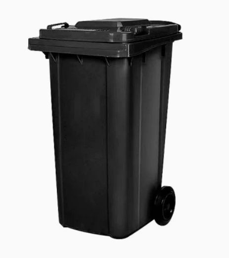Kenpoly Heavy duty pedal bin with wheels 100litres BLACK