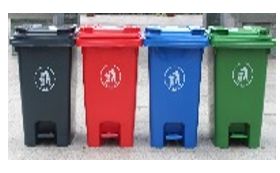 Pedal Dust Bin - 60L HDPE Material, Size: 450 x 400 x 570mm