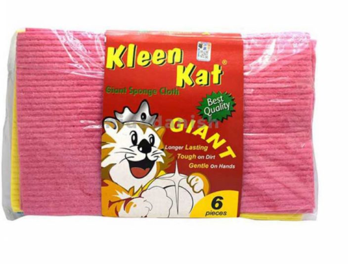 Kleen Kat Sponge Cloth Giant - 6 Pieces Pack, Eco-Friendly, Better Absorption, Long-Lasting
