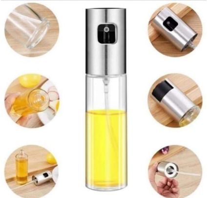 Oil Spray Bottle Kitchen - 100ml Glass Olive Oil Sprayer Pump Dispenser for Cooking, Salad, BBQ