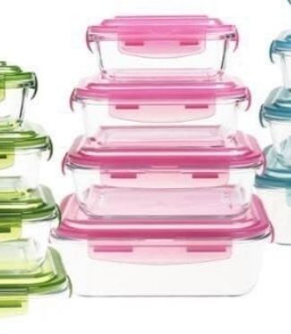 Signature Borosilicate 4pcs Glass Lunch box with Lid - Set of 4 (400/630/1000/1480ml, Model: SG-HBR-04 PINK)