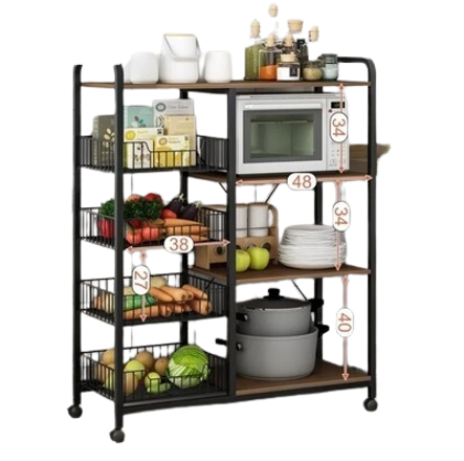Multifunctional Strong metallic Kitchen rack. with movable &amp; lockable wheels