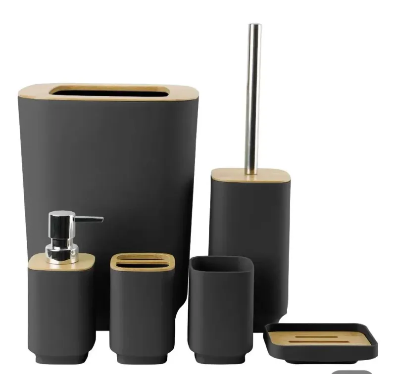 CK 6pc Bamboo Accent Bathroom Accessories Set (1216)