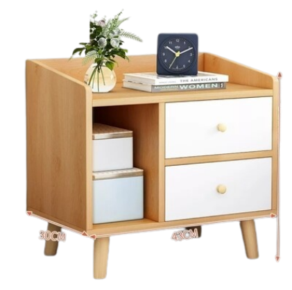 Bedside Table 43x30x48cm Simple Modern Mini Storage Wooden Nightstand Cabinet Organizer with Drawers