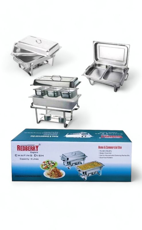 Redberry heavy duty chaffing dish 9L 3 compartments Food warmer. Inserts spares sold at Anko Retail