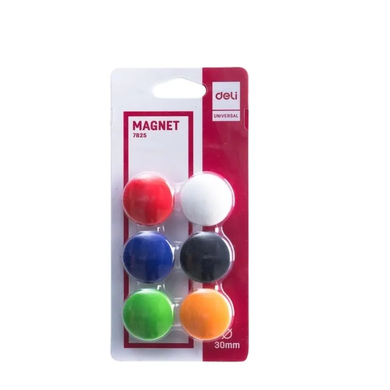 DELI E7825 Magnet  buttons 30MM assorted colours -  6pcs pack