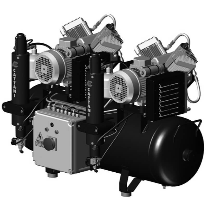 Compresor Tandem 2 Cilindros 2 Secadores de Aire 100L Mod. AC400 Cattani