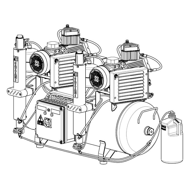 Compresor 3 Motores 3 Cilindros 3 Secadores de aire 300L AC900 Cattani