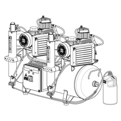 Compresor 3 Motores 3 Cilindros 3 Secadores de aire 300L AC900 Cattani