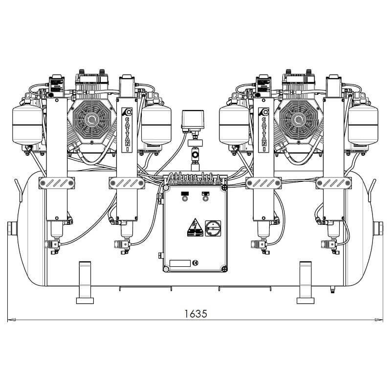 Compresor 6 Cilindros 3 Secadores de aire 300L AC1800 Cattani