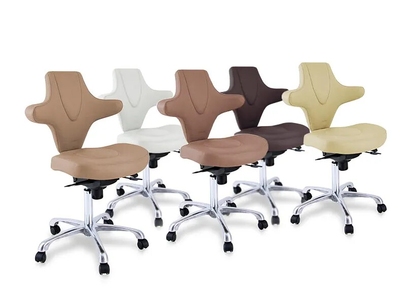Taburete con respaldo ergonómico y atractivo diseño Quirumed