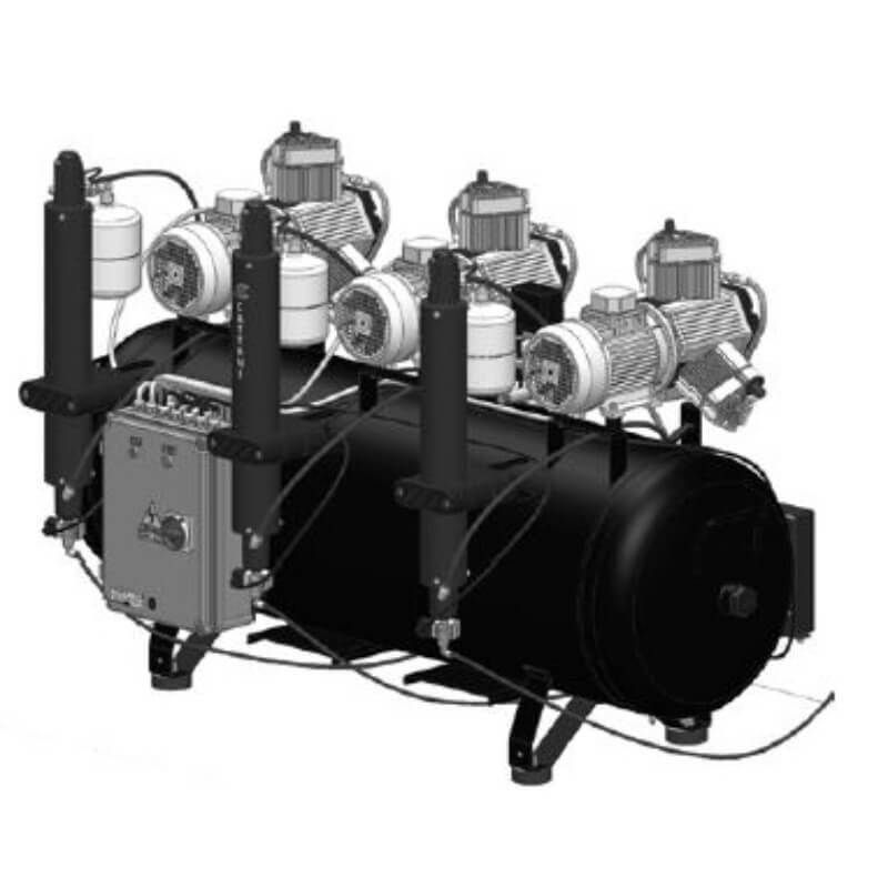 Compresor 3 Motores 3 Cilindros 3 Secadores de aire 300L AC900 Cattani