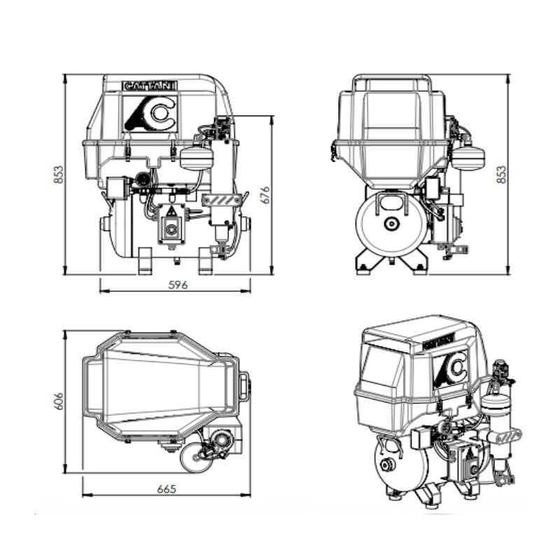 Compresor Cattani 1 Cilindro Insonorizado 30L. Mod. AC100Q