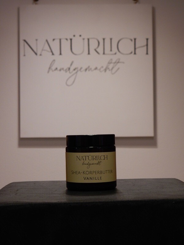 Sheakörperbutter Vanille im Glastiegel 120ml