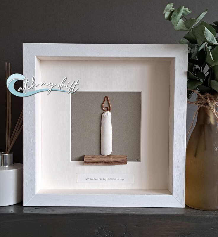 Single candle with copper flame | Shell art
