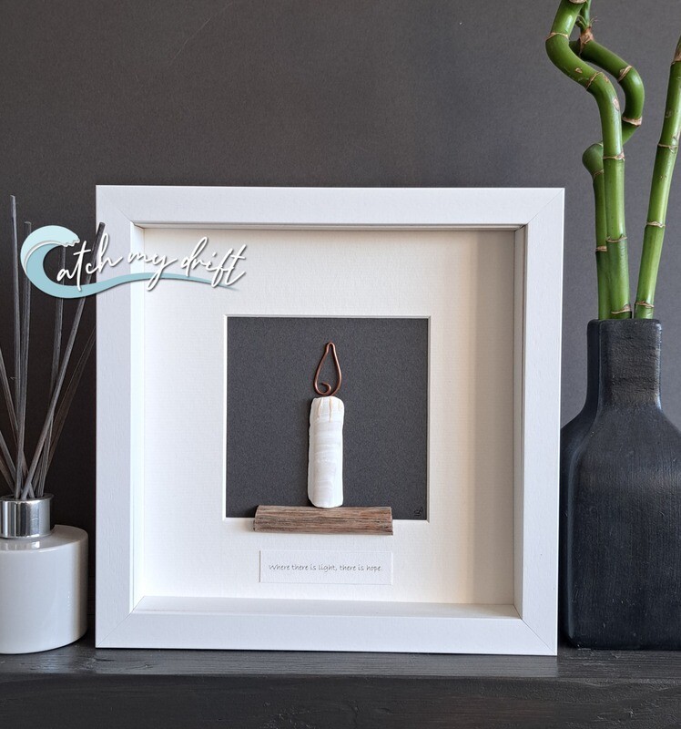 Single copper flame candle | Shell art | Upcycled art