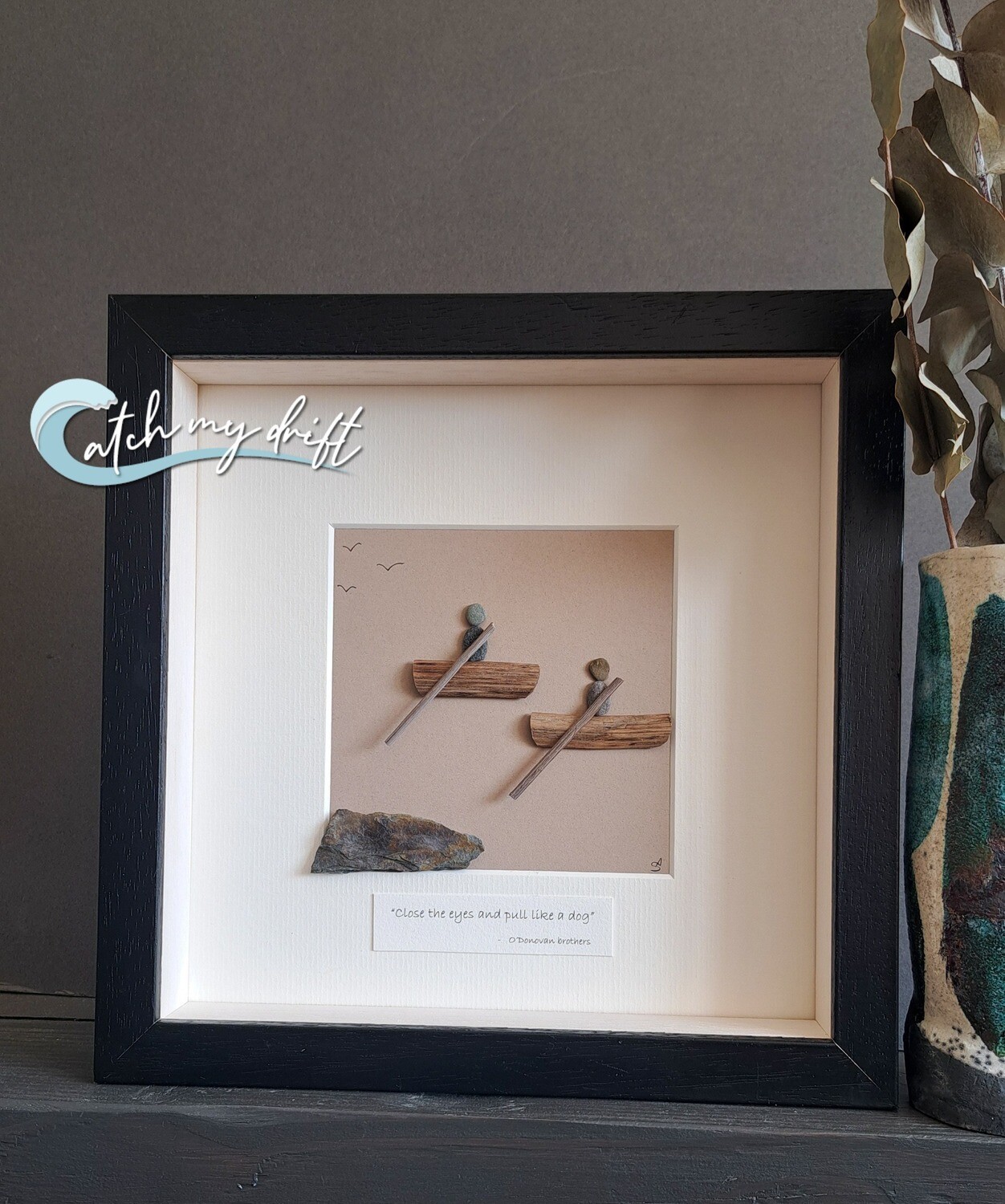 Pair of rowboats | Irish pebble art | Pull like a dog | Dad gift | Father&#39;s day