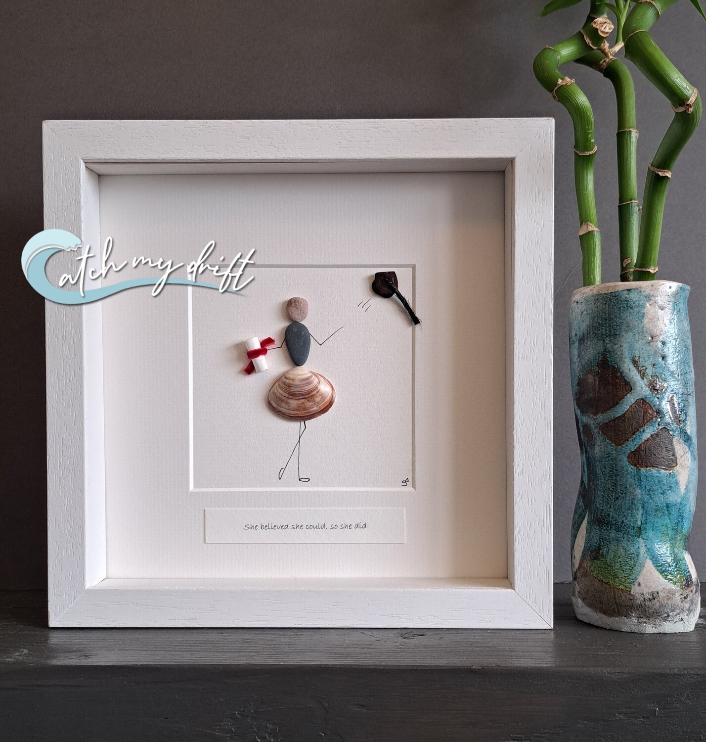 Graduation Girl | Irish Pebble Art | Mortar board &amp; scroll
