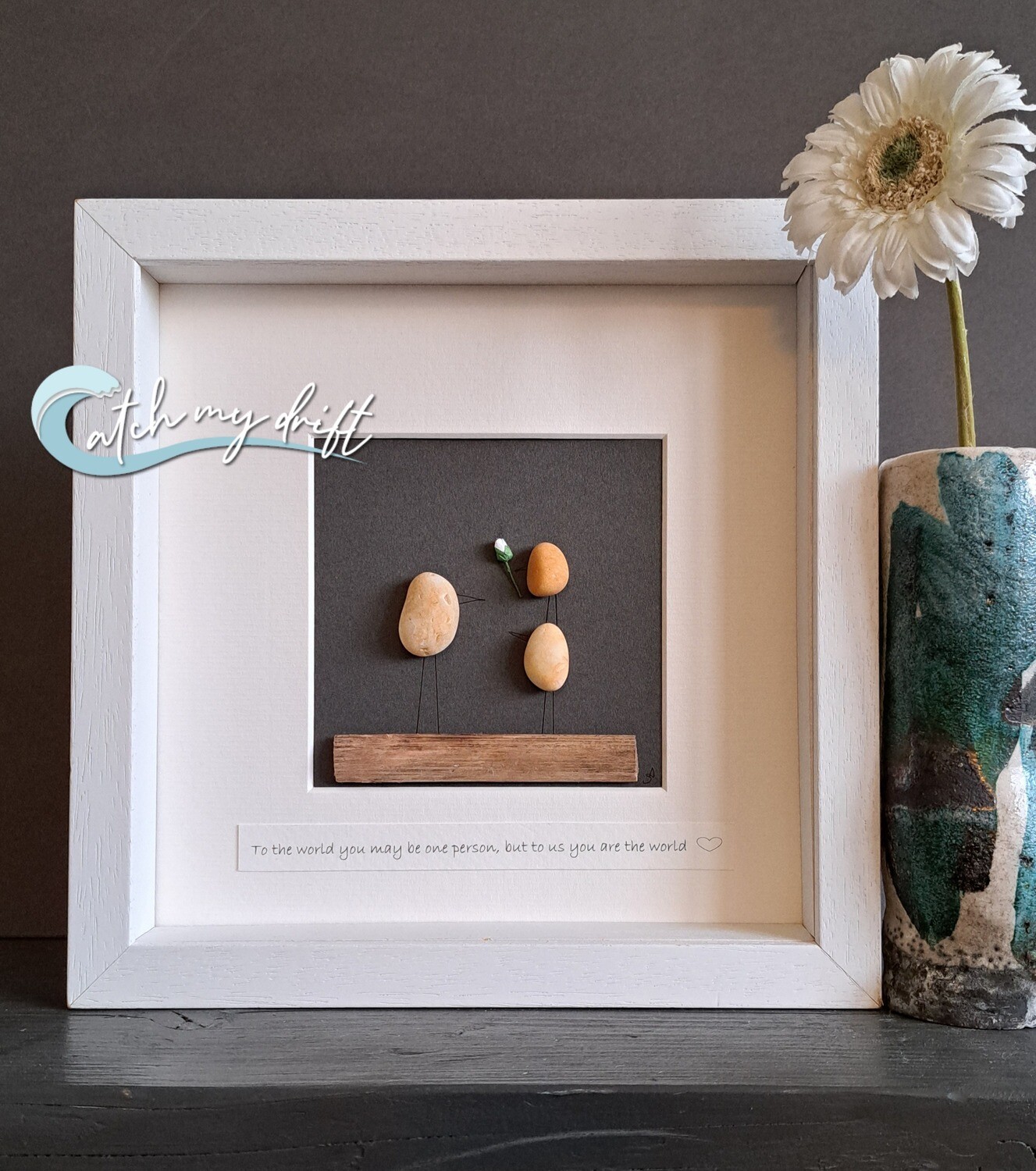 Adult &amp; 2 children | Irish Pebble Art | Mother&#39;s Day | Birthday | Thank you | Teachers gift | Grandparent Gift | Valentines Day