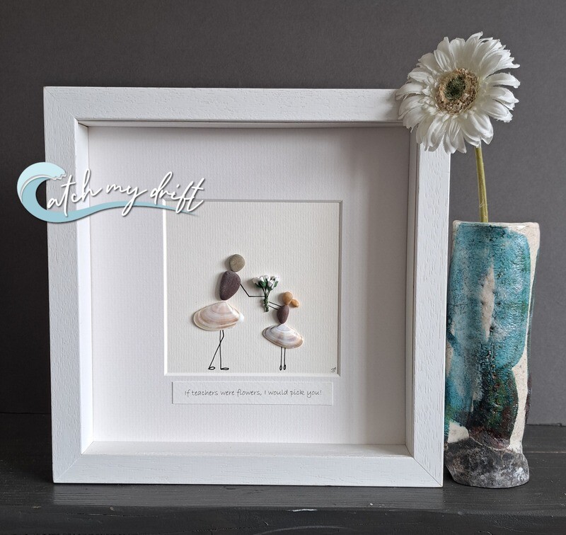 | Woman &amp; girl | Irish Pebble Art | Irish Shell Art | Birthday | Teachers gift |