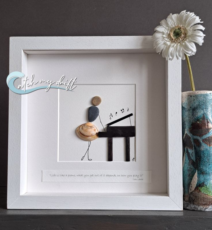 The girl with the piano | Original Irish Pebble Art | Retirement | Birthday |  Christmas Gift | New home