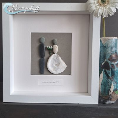 Love, laughter, &amp; happily ever after | Bride &amp; Groom | Irish Pebble Art |  Shell Art | Wedding gift