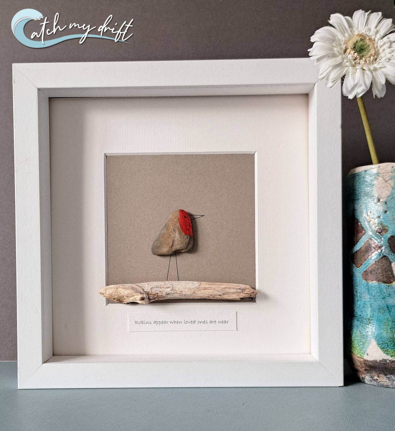 Single Robin on driftwood branch | Sympathy Gift | Thinking of you | Memorial gift | Remembrance gift | Christmas Gift