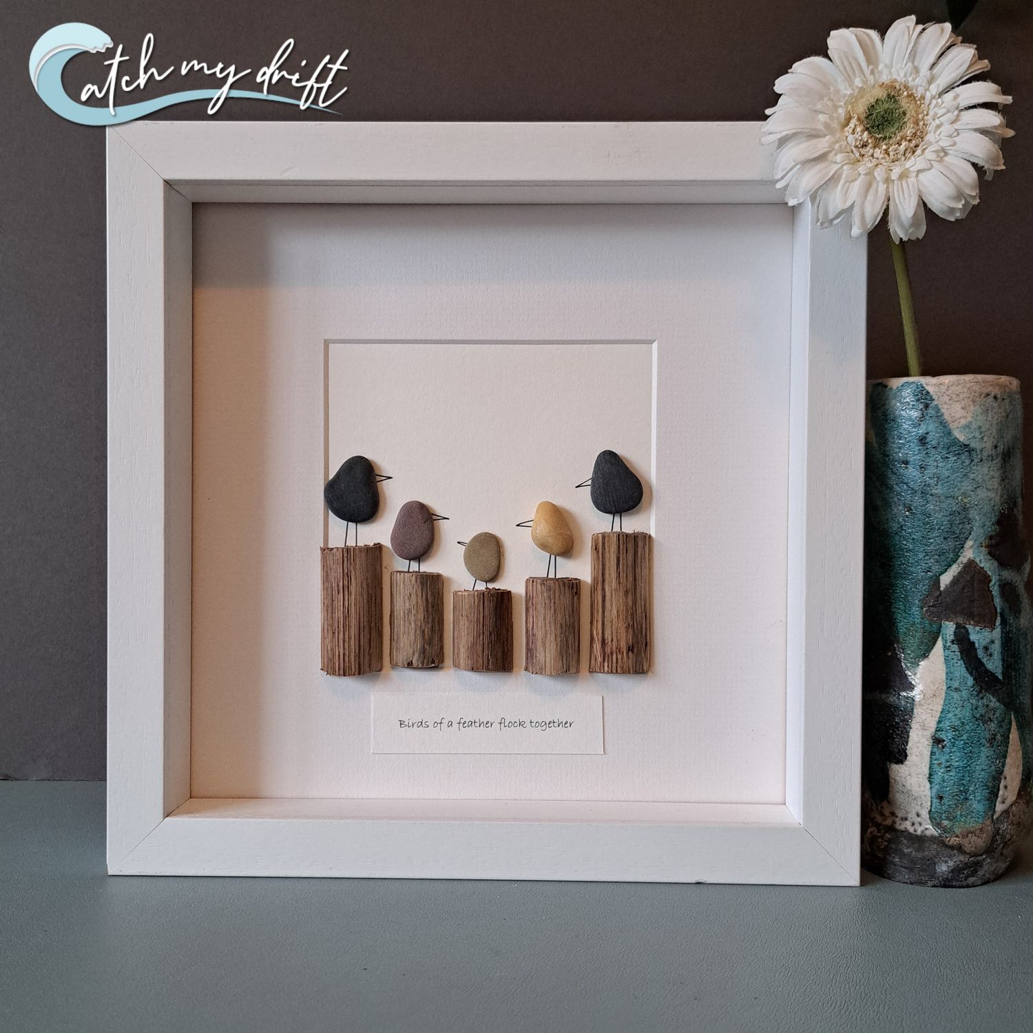 Birds of a feather | Irish Pebble Art | Family of 5 | Friends | New Baby | Sustainable gift
