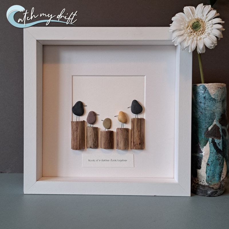 Birds of a feather | Irish Pebble Art | Family of 5 | Friends | New Baby | Sustainable gift