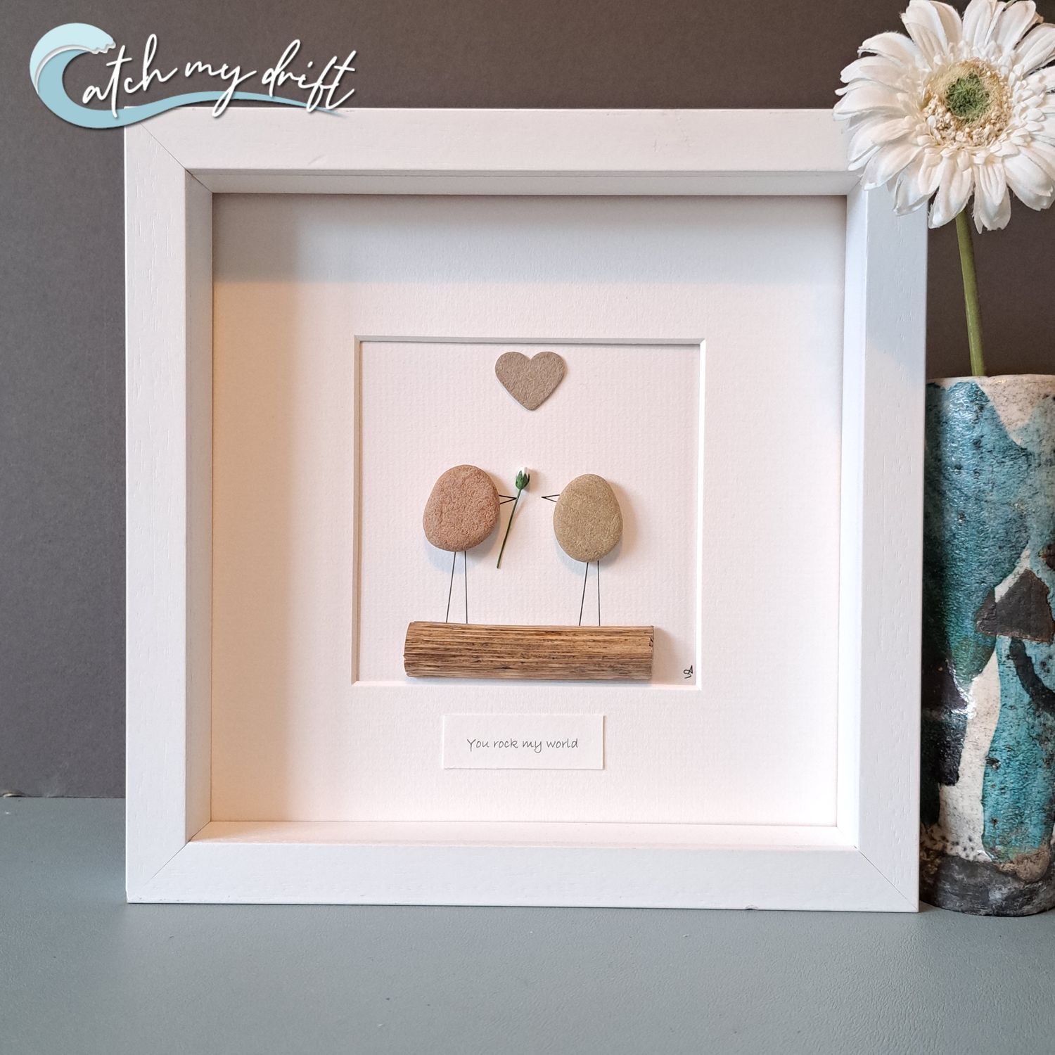 Lovebirds | Irish Pebble Art | Valentines Day | Birthday gift | You rock my world