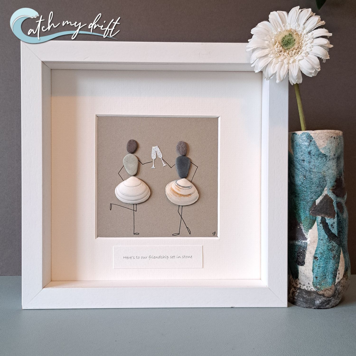Cheers | Friendship set in stone | Irish Pebble Art | Birthday | Friends | Graduation | Sustainable gifting
