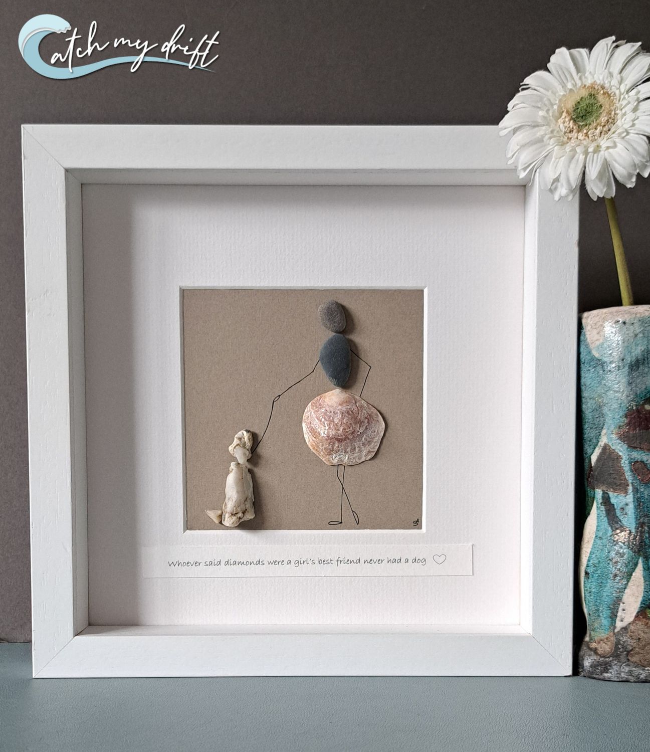 The Girl with the dog | Irish Pebble Art | Birthday | Friend | Valentine&#39;s Day