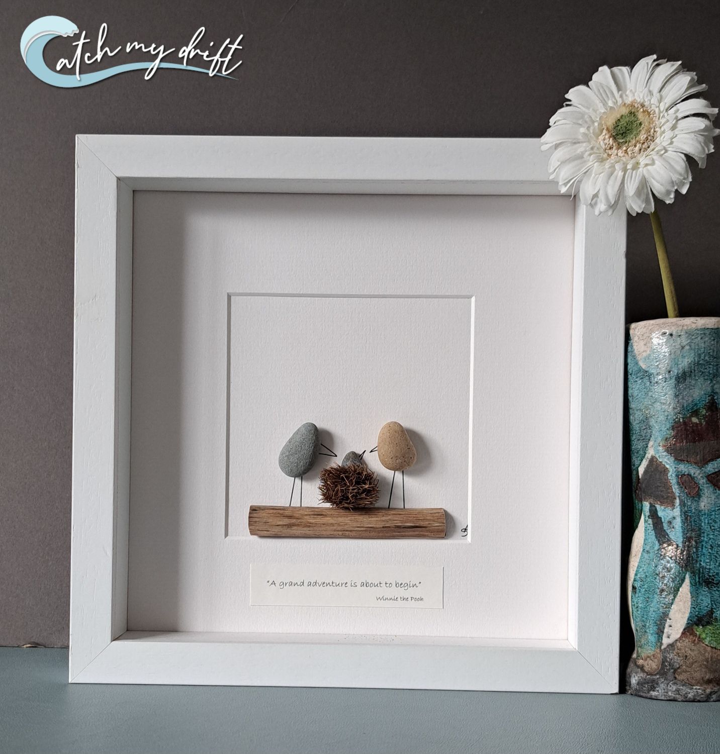 New Baby in nest | Irish Pebble art | New baby | Christening | Nursery