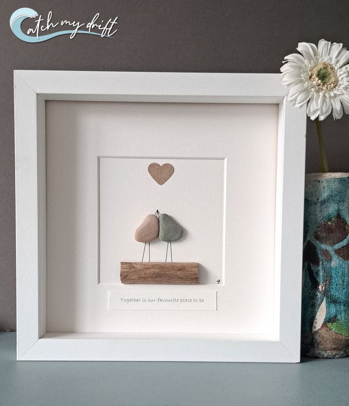 Lovebirds | Irish Pebble Art | Engagement | Birthday gift | Valentine&#39;s gift | Together is