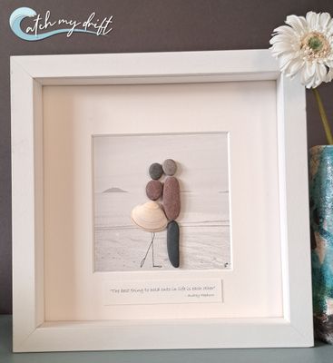 The Hug | Couple embrace | Garryvoe Beach | Ballycotton Lighthouse| Irish Pebble Art | Shell art | Valentines Day | Wedding gift | Engagement gift | Engagement gift