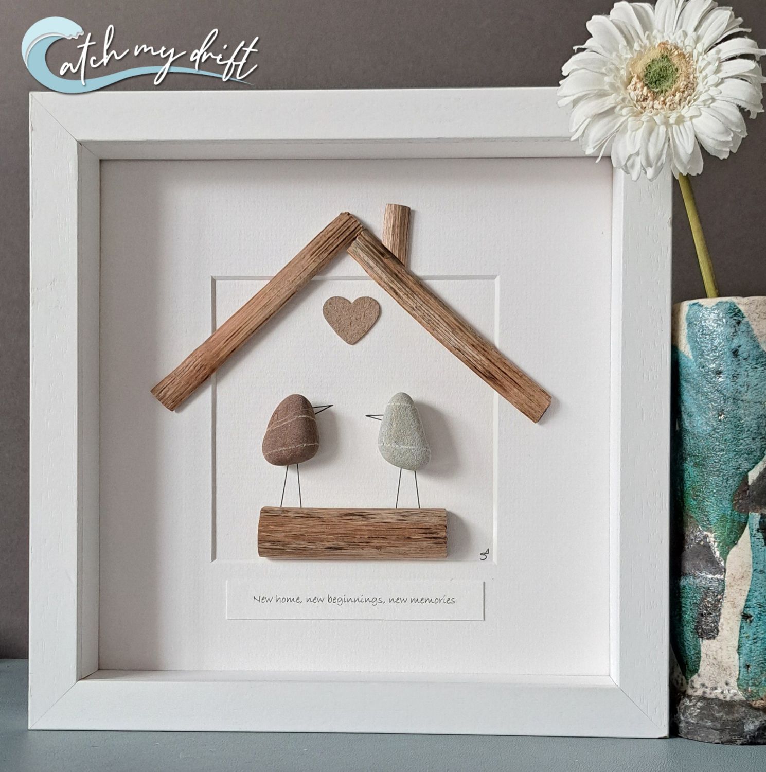 Lovebirds | Irish Pebble Art |  New home gift | Engagement gift