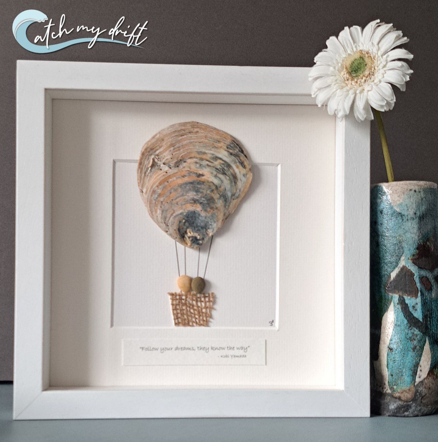 Couple in hot air balloon | Irish Pebble art | Shell Art | Wedding gift | Engagement gift | New home gift